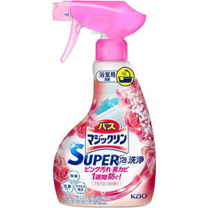 바스 매직크린 SUPER 거품 아로마 로즈 본체 350ml 욕실 세제