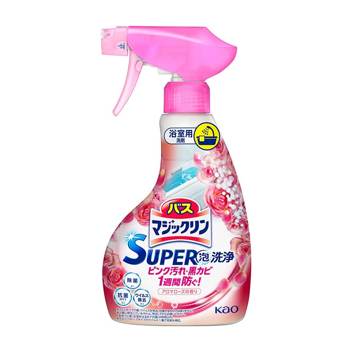 바스 매직크린 SUPER 거품 아로마 로즈 본체 350ml 욕실 세제