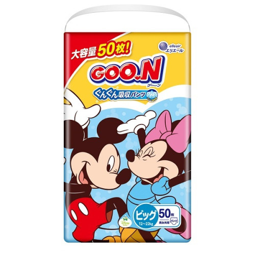 군(GOO.N) 12시간 흡수 팬티형 기저귀 빅사이즈 50매 (12~22kg)