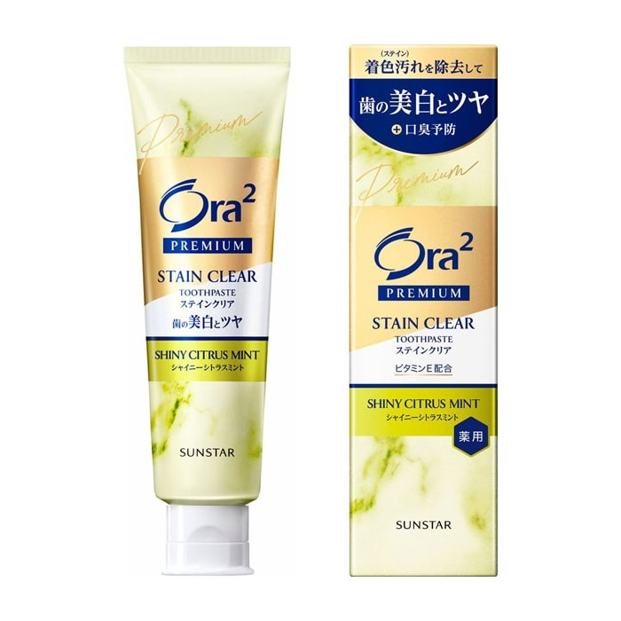 썬스타 Ora2 PREMIUM 스테인 클리어 치약 샤이니 시트러스 민트 100g