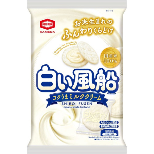카메다제과 하얀 풍선 진한 밀크크림 센베이 15매입